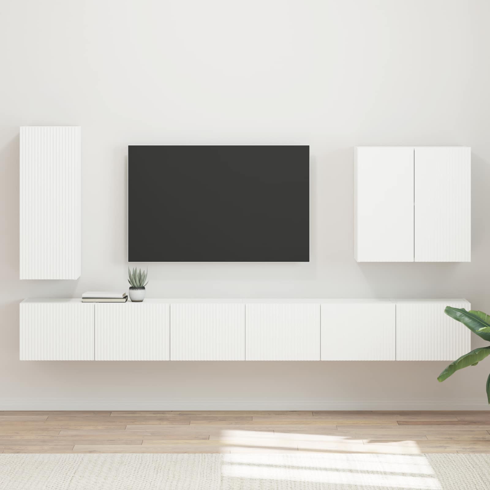 Conjunto De Mueble Para Tv De Pared Montaje En La Pared 6 Pcs