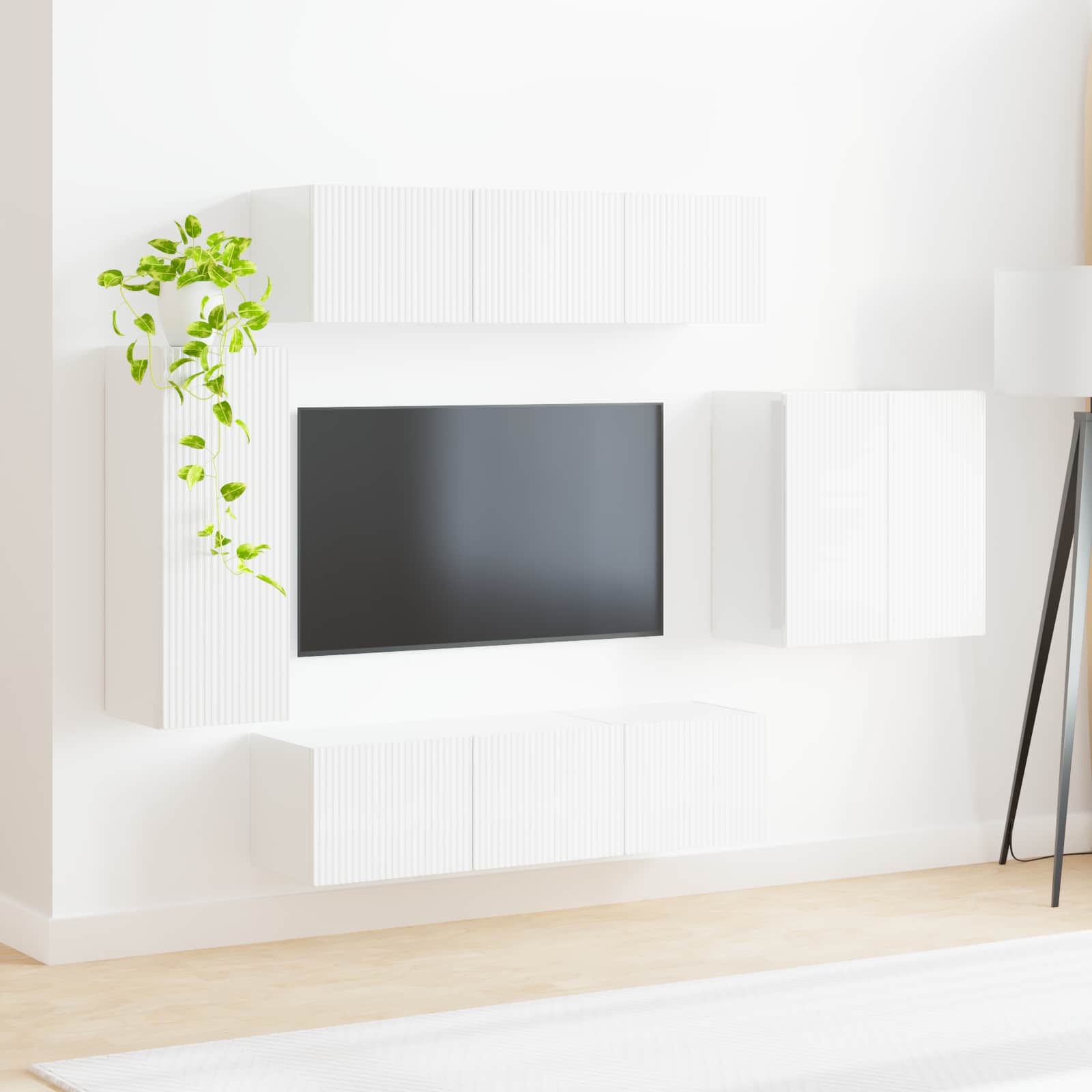 Conjunto De Mueble Para Tv De Pared Montaje En La Pared 6 Pcs