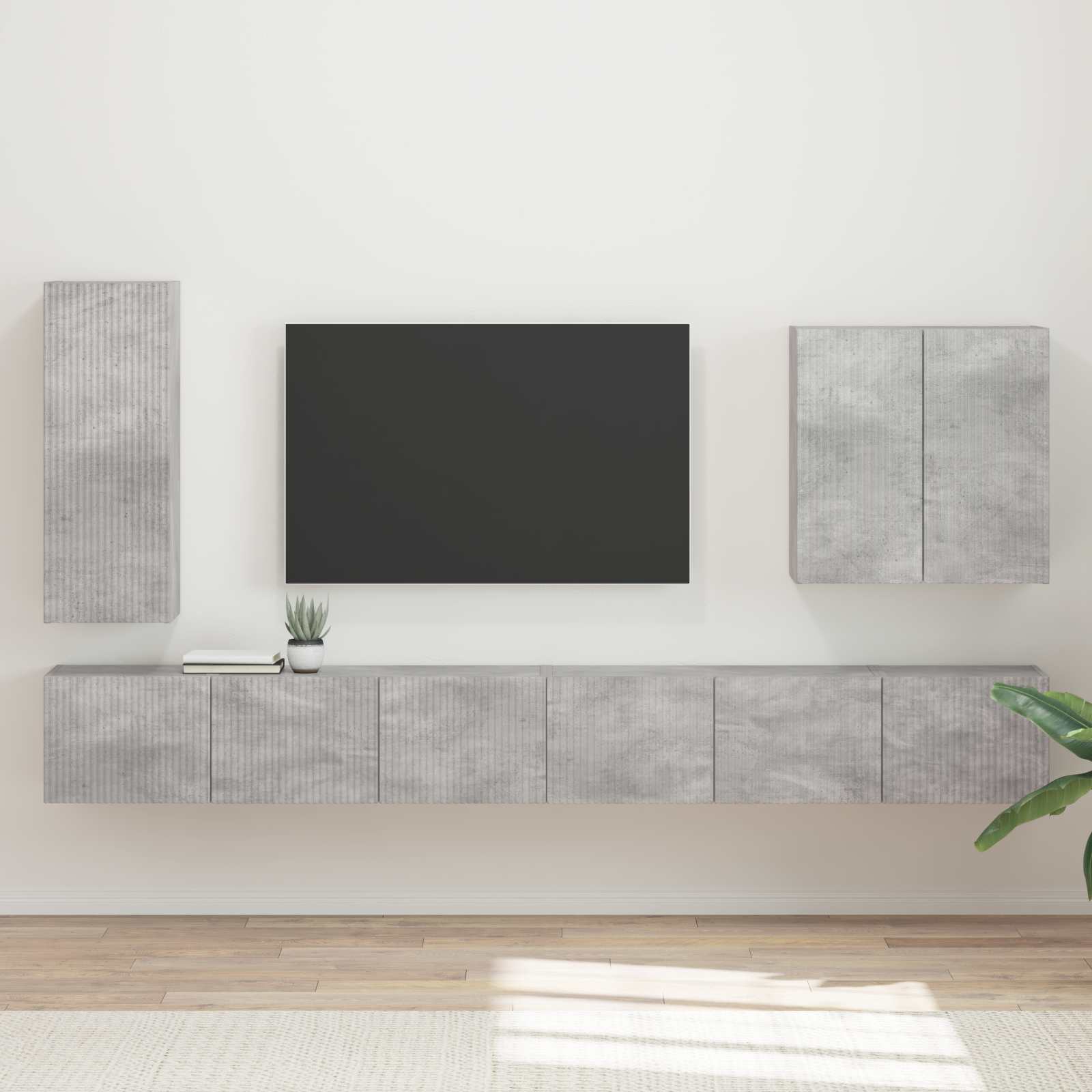 Conjunto De Mueble Para Tv De Pared 6 Pcs Roble Artesanal