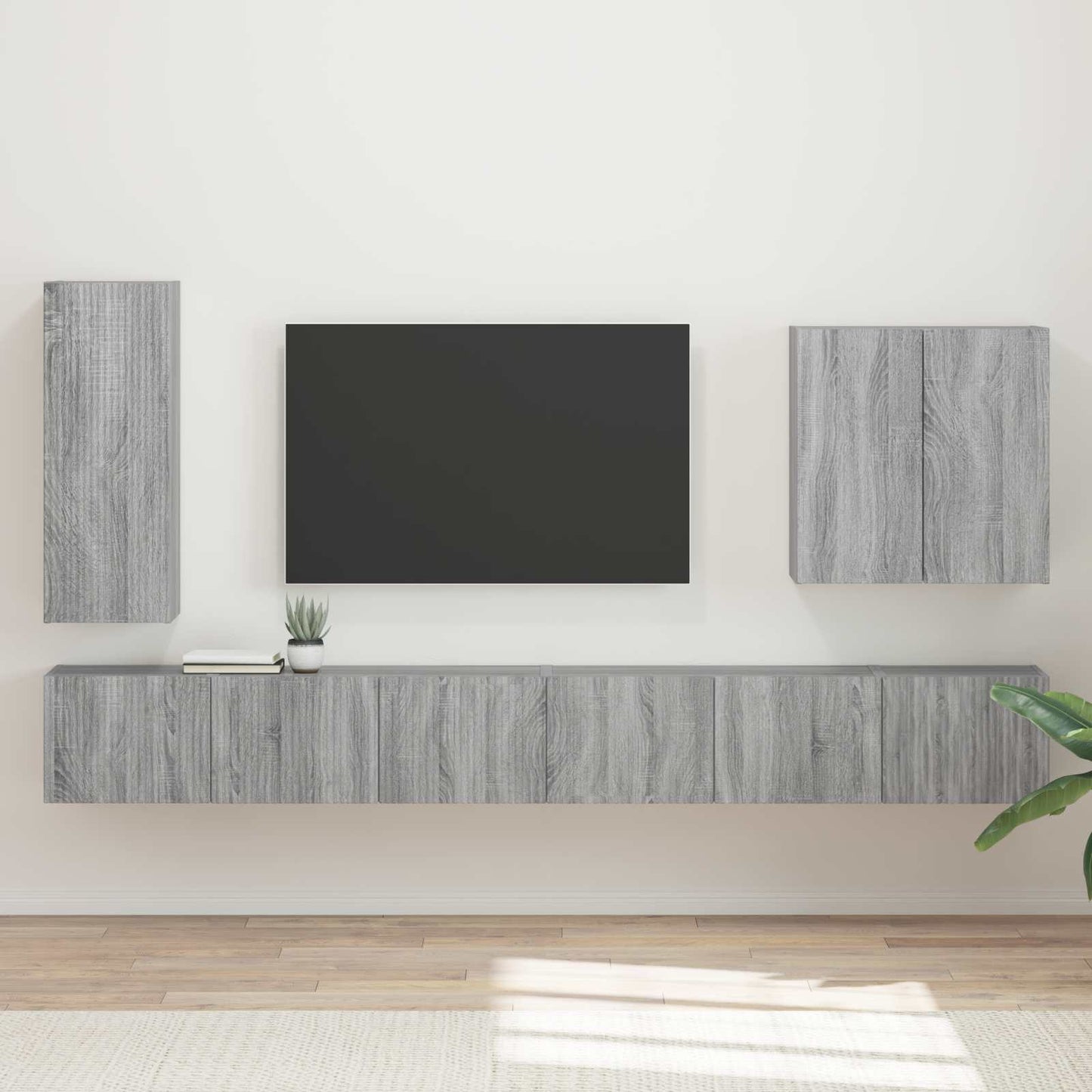 Conjunto De Mueble Para Tv De Pared 6 Pcs Roble Artesanal
