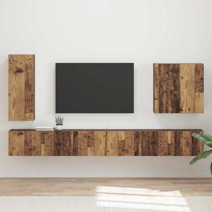Conjunto De Mueble Para Tv De Pared 6 Pcs Roble Artesanal