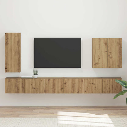 Conjunto De Mueble Para Tv De Pared 6 Pcs Roble Artesanal