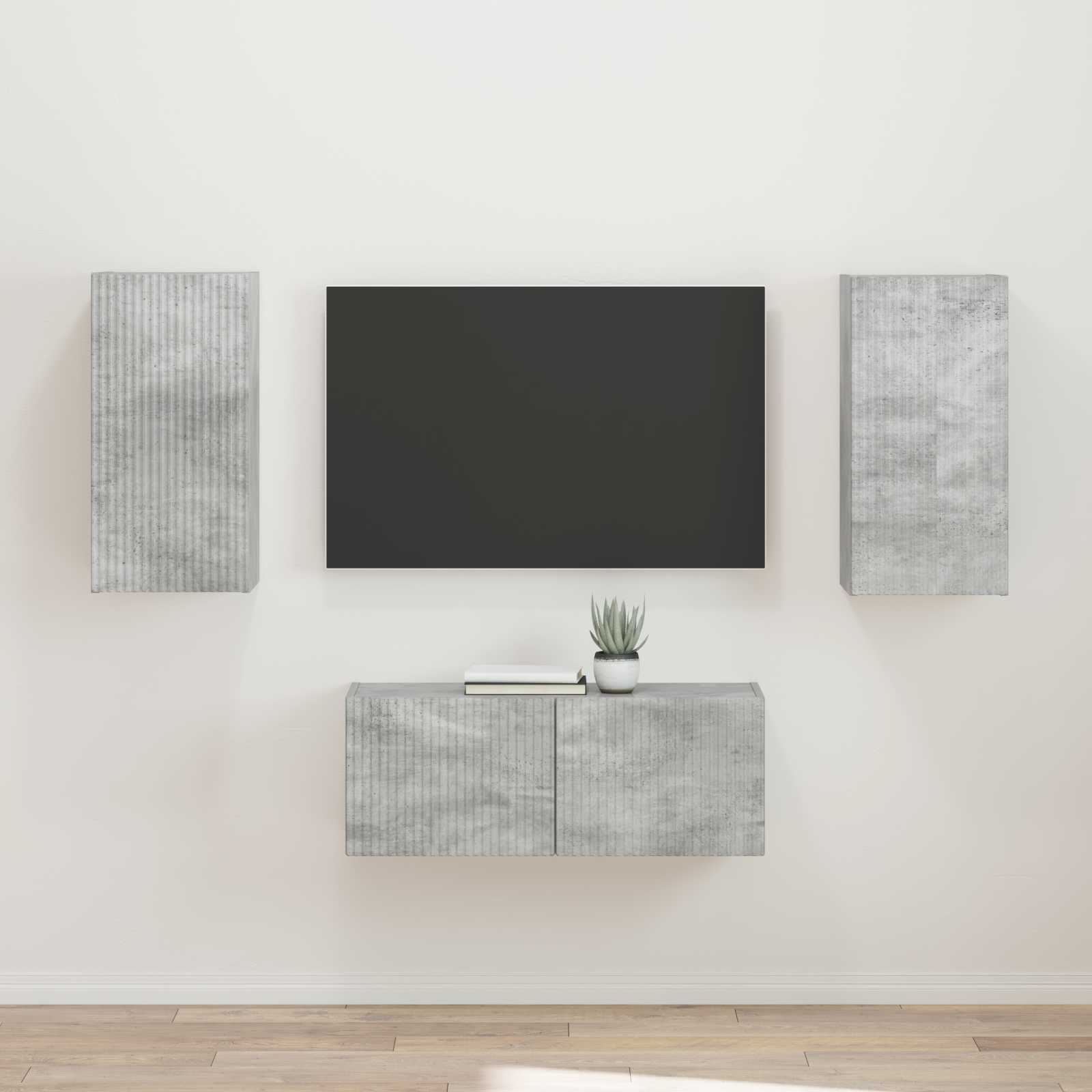 Conjunto De Mueble De Tv 2 Pcs Gris Concreto
