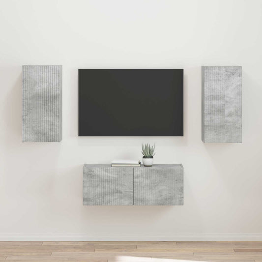 Conjunto De Mueble De Tv 2 Pcs Gris Concreto