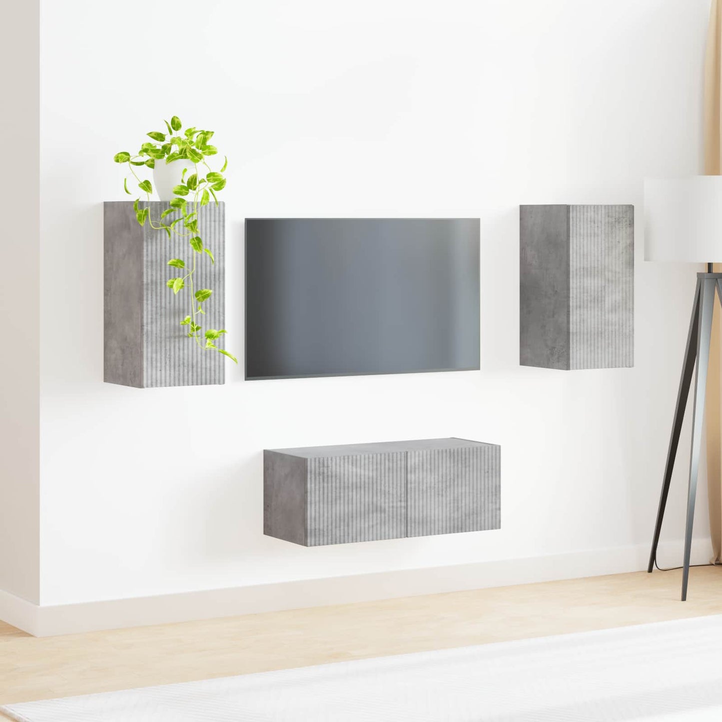 Conjunto De Mueble De Tv 2 Pcs Gris Concreto