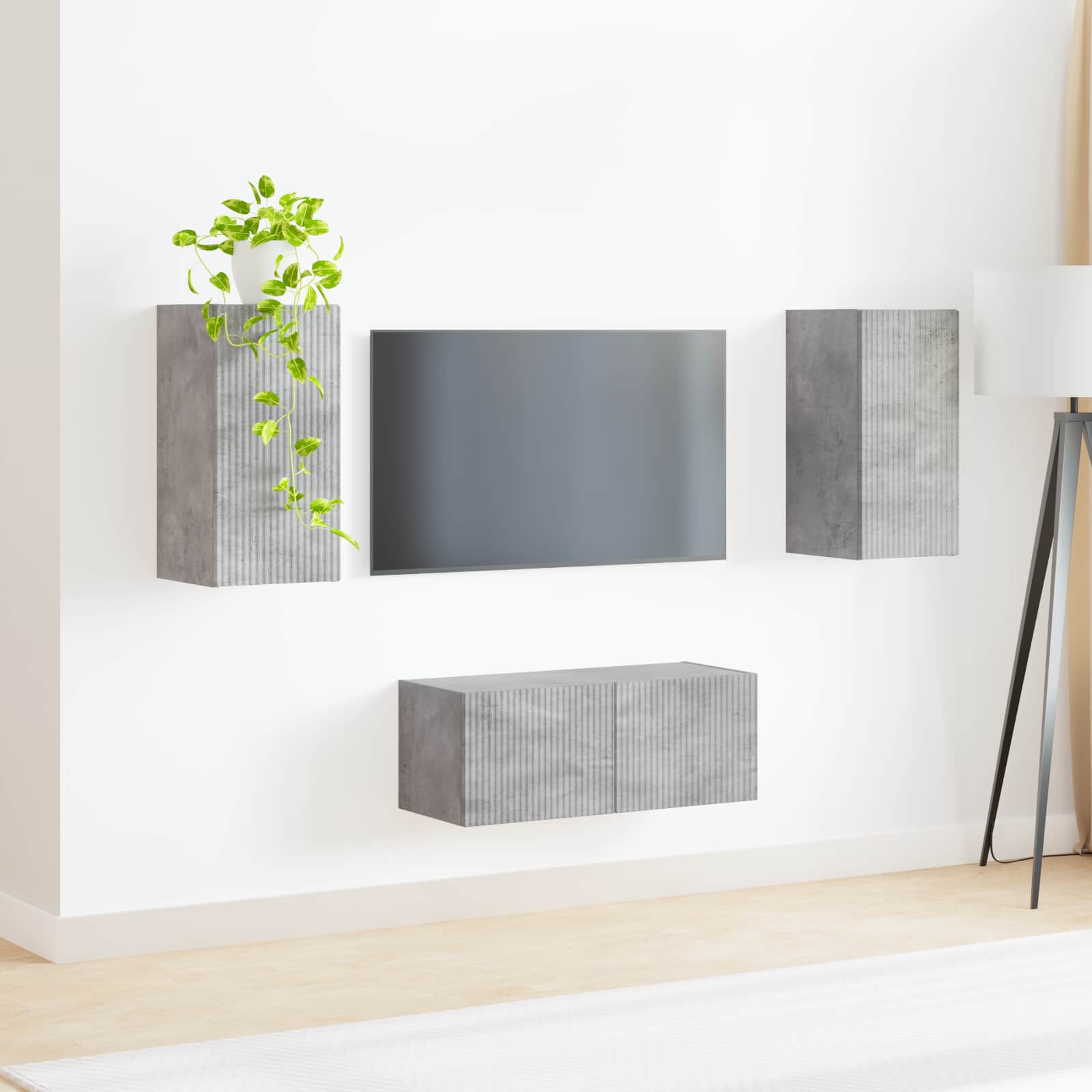 Conjunto De Mueble De Tv 2 Pcs Gris Concreto