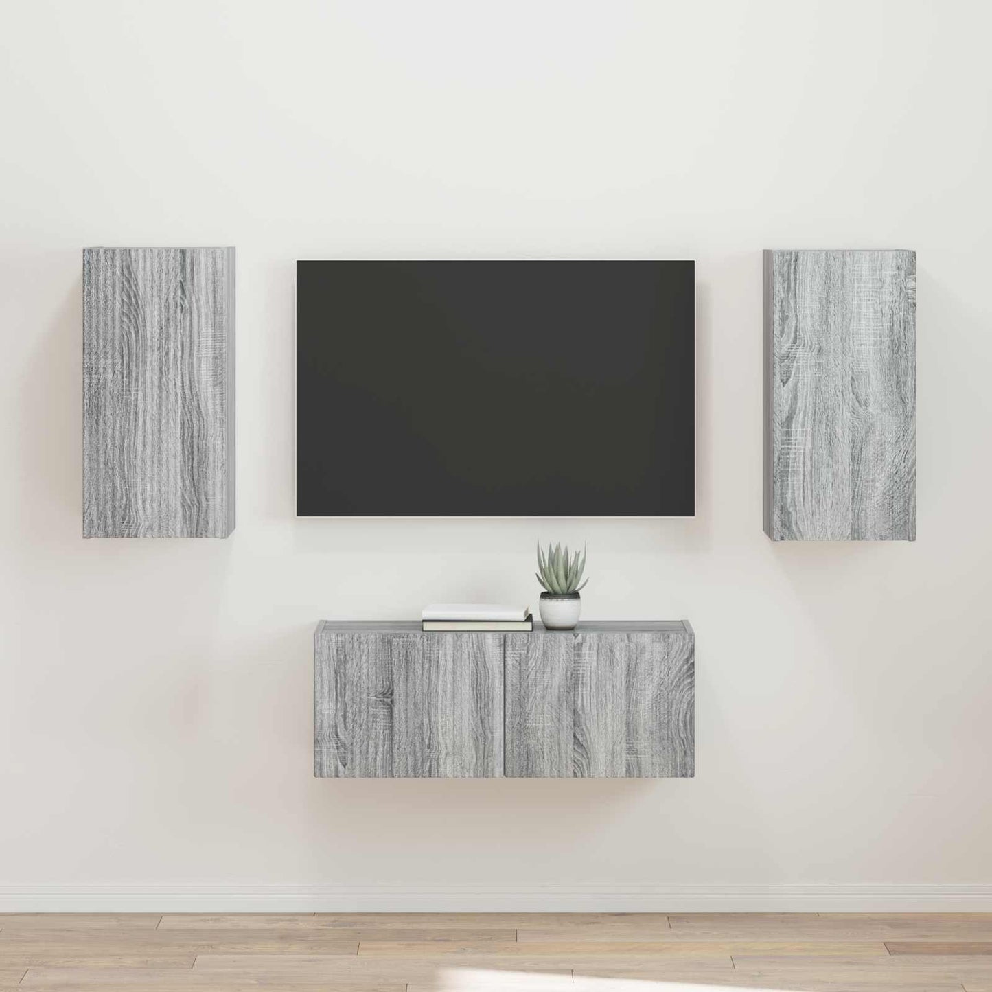 Conjunto De Mueble De Tv 2 Pcs Gris Concreto
