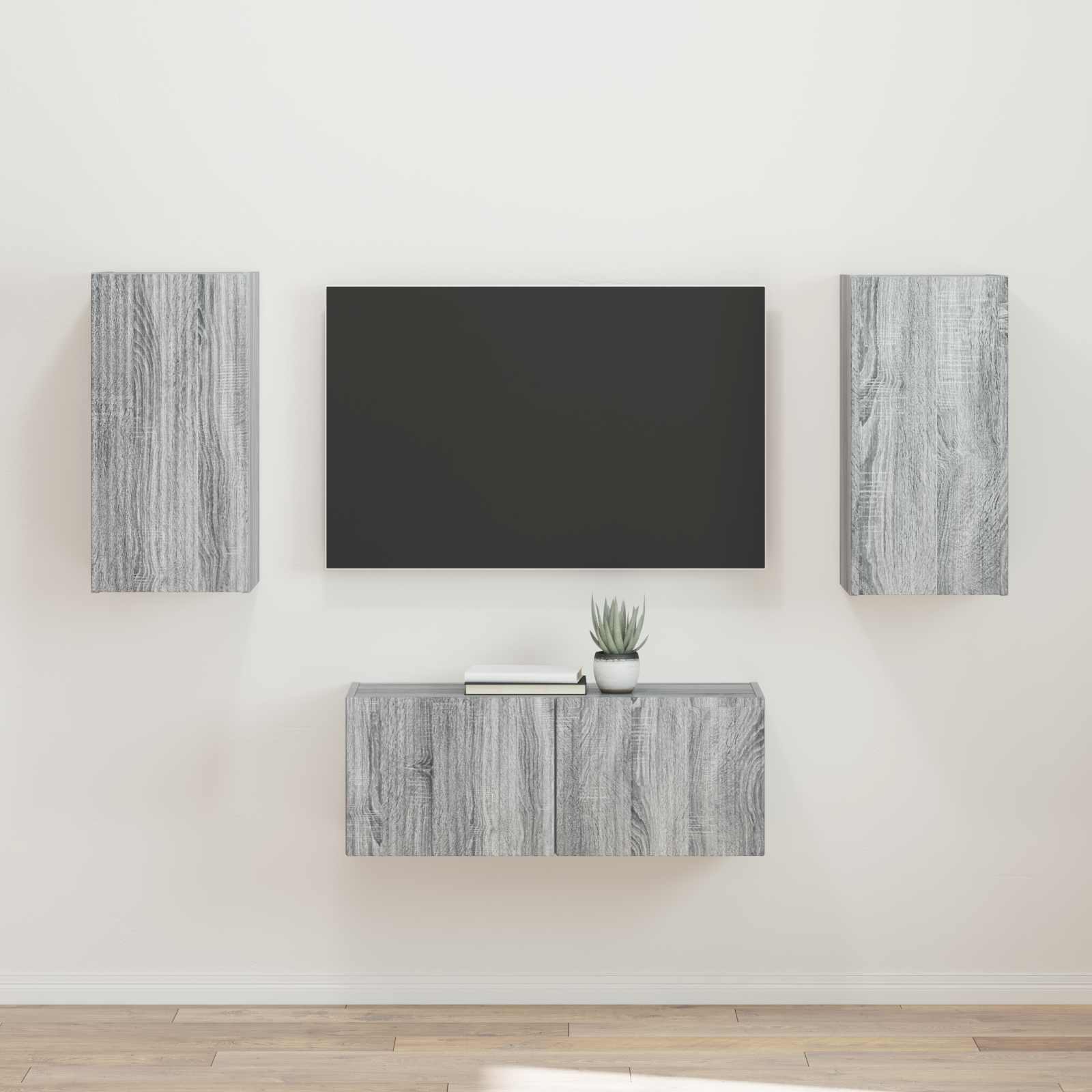 Conjunto De Mueble De Tv 2 Pcs Gris Concreto