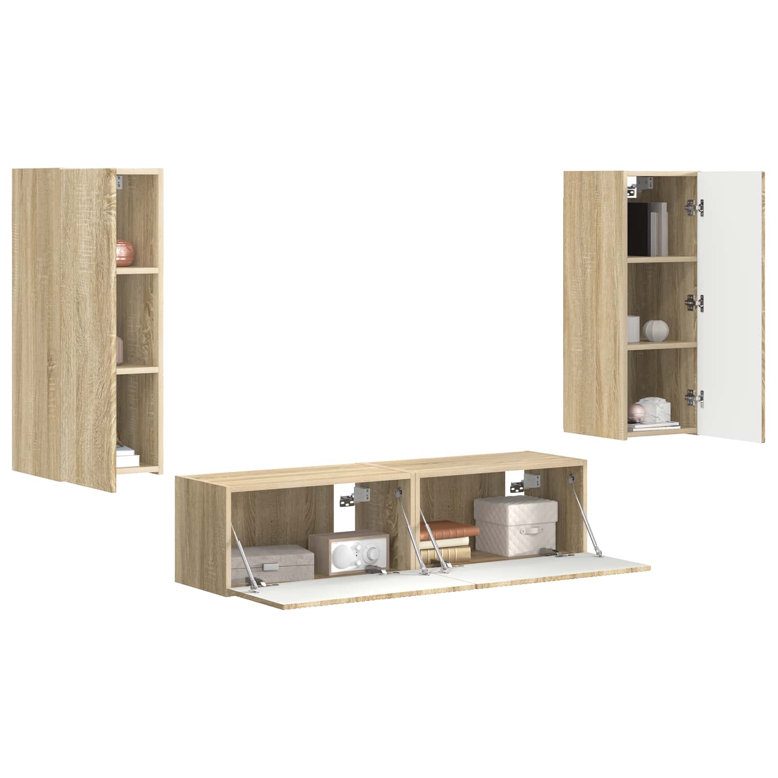 Conjunto De Mueble De Tv Montaje En La Pared 2 Pcs Roble Sonoma