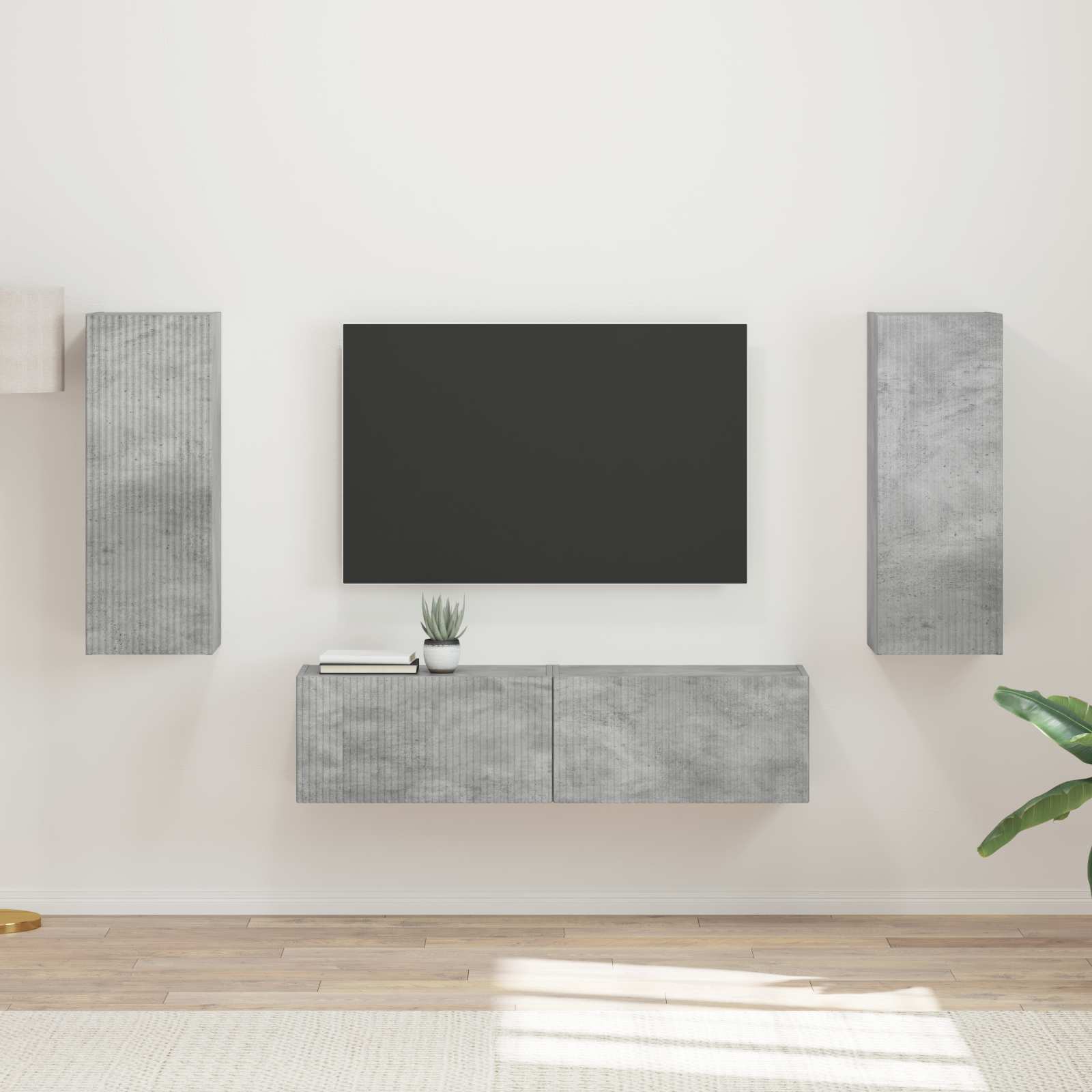 Conjunto De Mueble De Tv 2 Pcs Gris Concreto