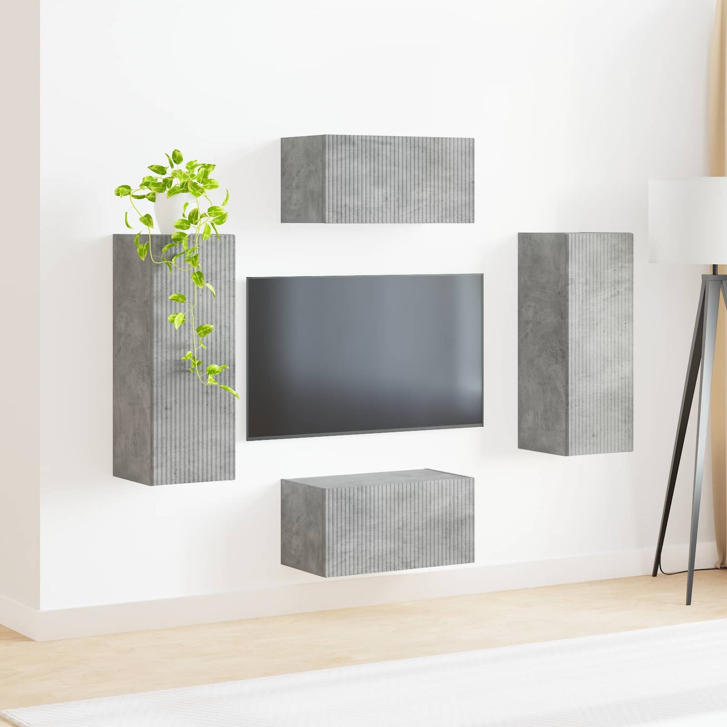 Conjunto De Mueble De Tv 2 Pcs Gris Concreto