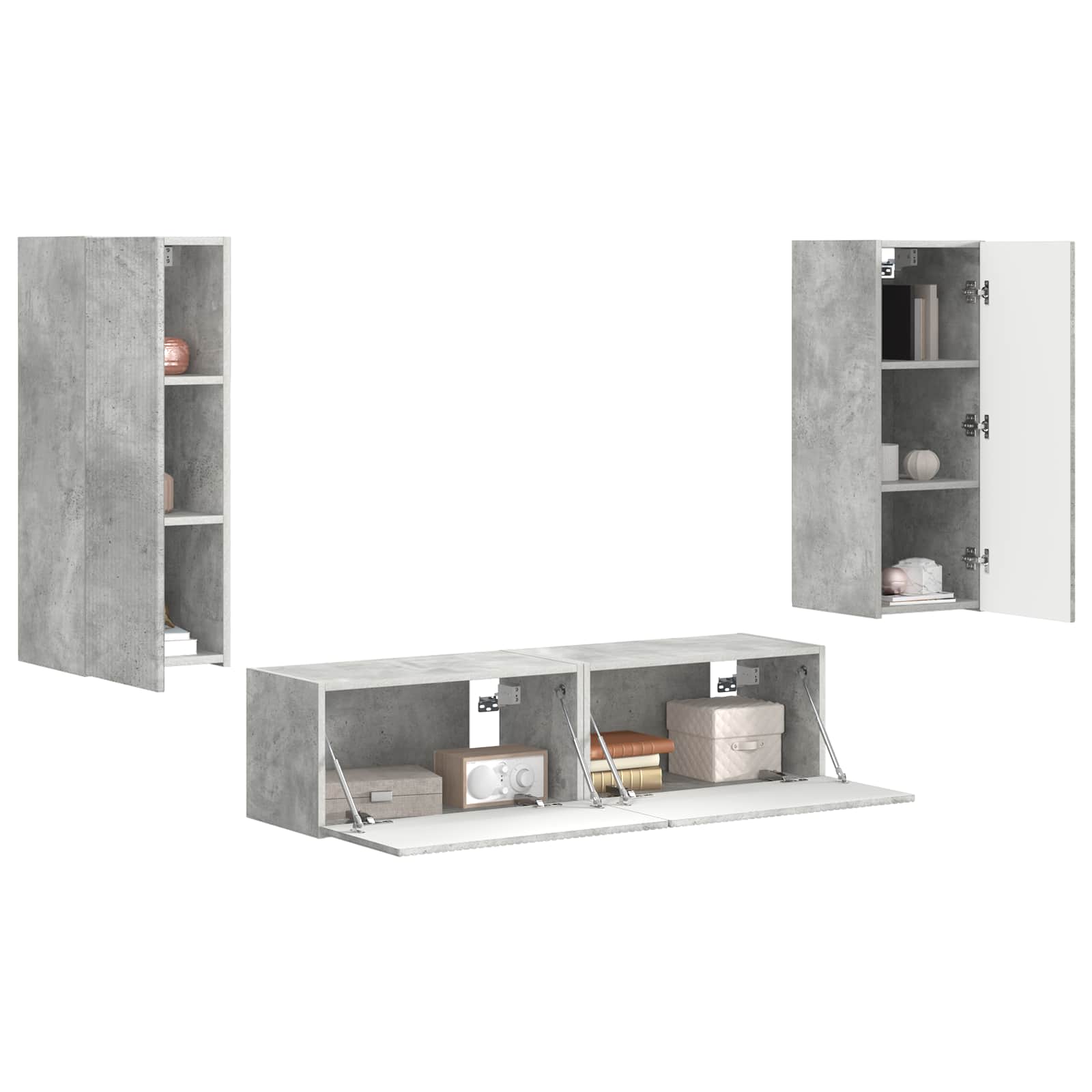 Conjunto De Mueble De Tv 2 Pcs Gris Concreto