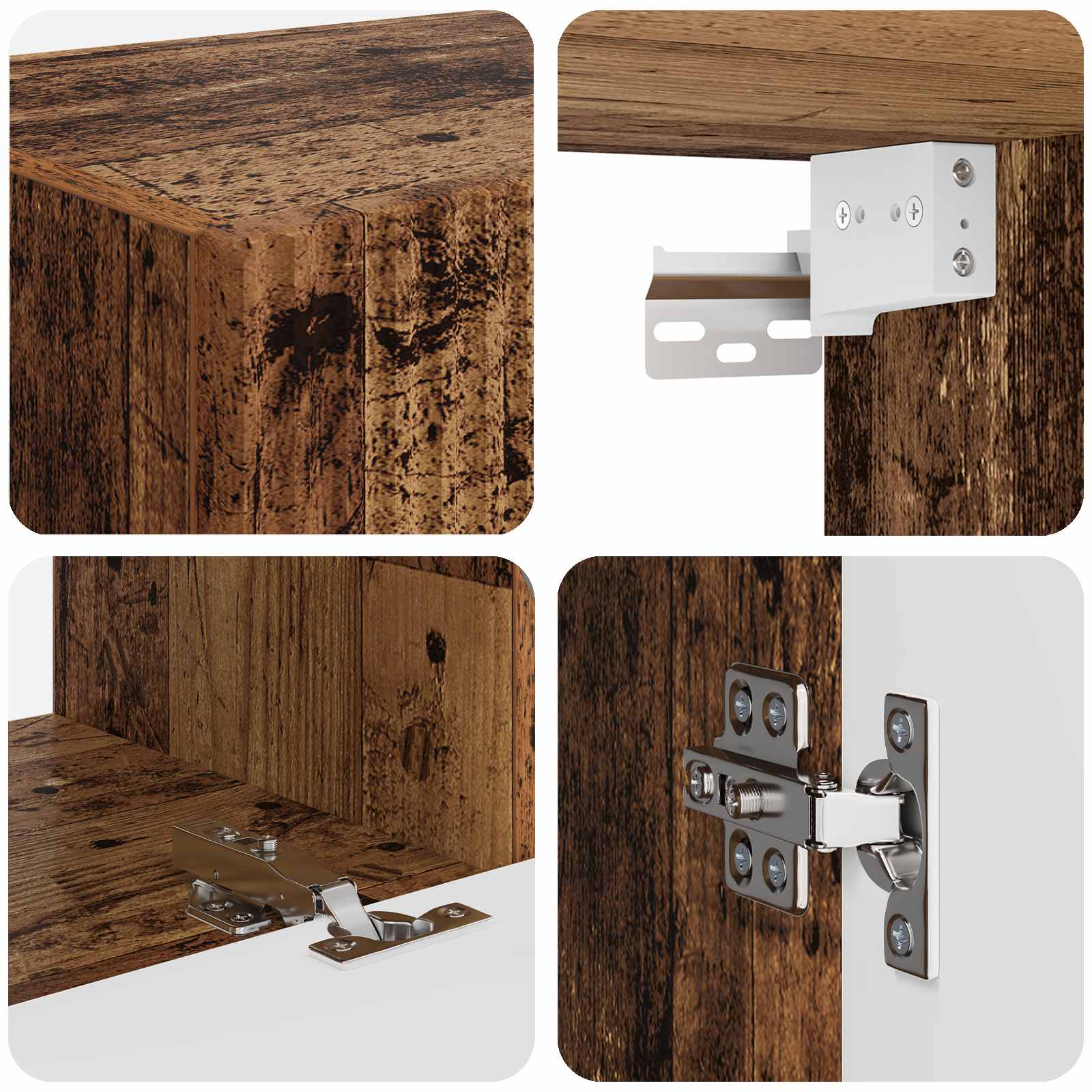 Conjunto De Mueble De Tv Montaje En La Pared 2 Pcs Madera Vieja
