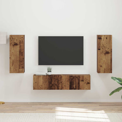 Conjunto De Mueble De Tv Montaje En La Pared 2 Pcs Madera Vieja