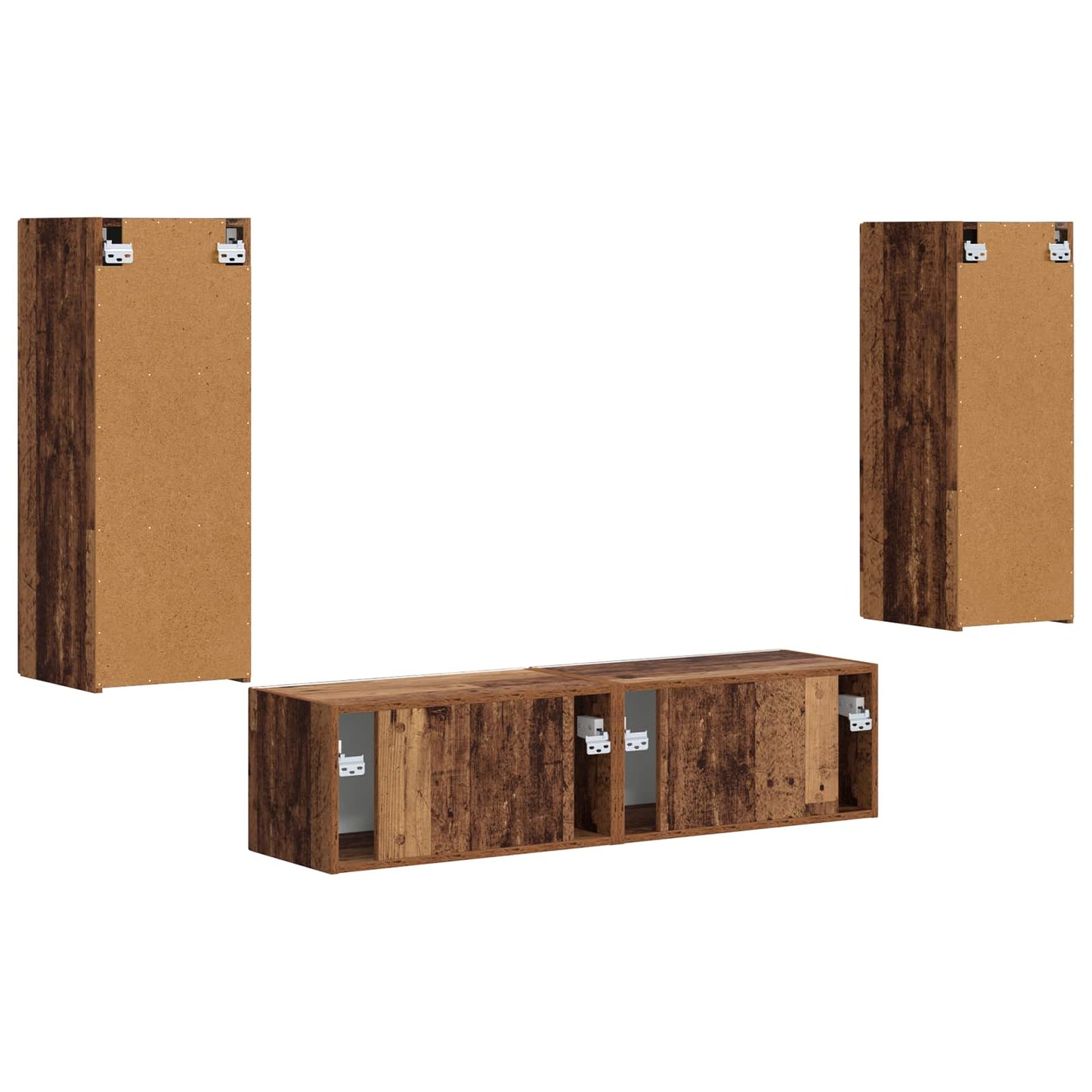 Conjunto De Mueble De Tv Montaje En La Pared 2 Pcs Madera Vieja