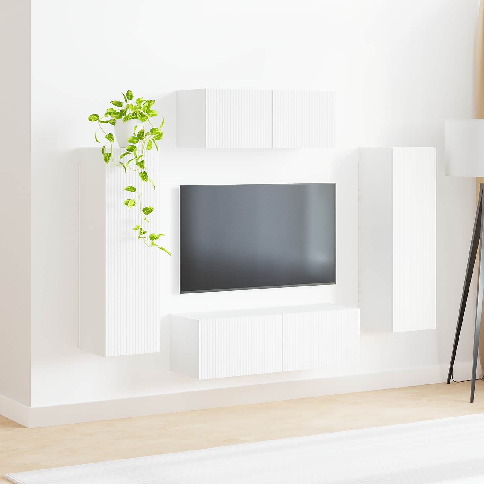 Conjunto De Mueble De Tv 3 Pcs Madera De Ingeniería