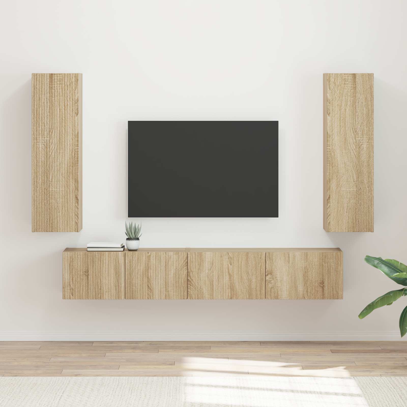 Conjunto De Mueble De Tv 3 Pcs Gris Concreto