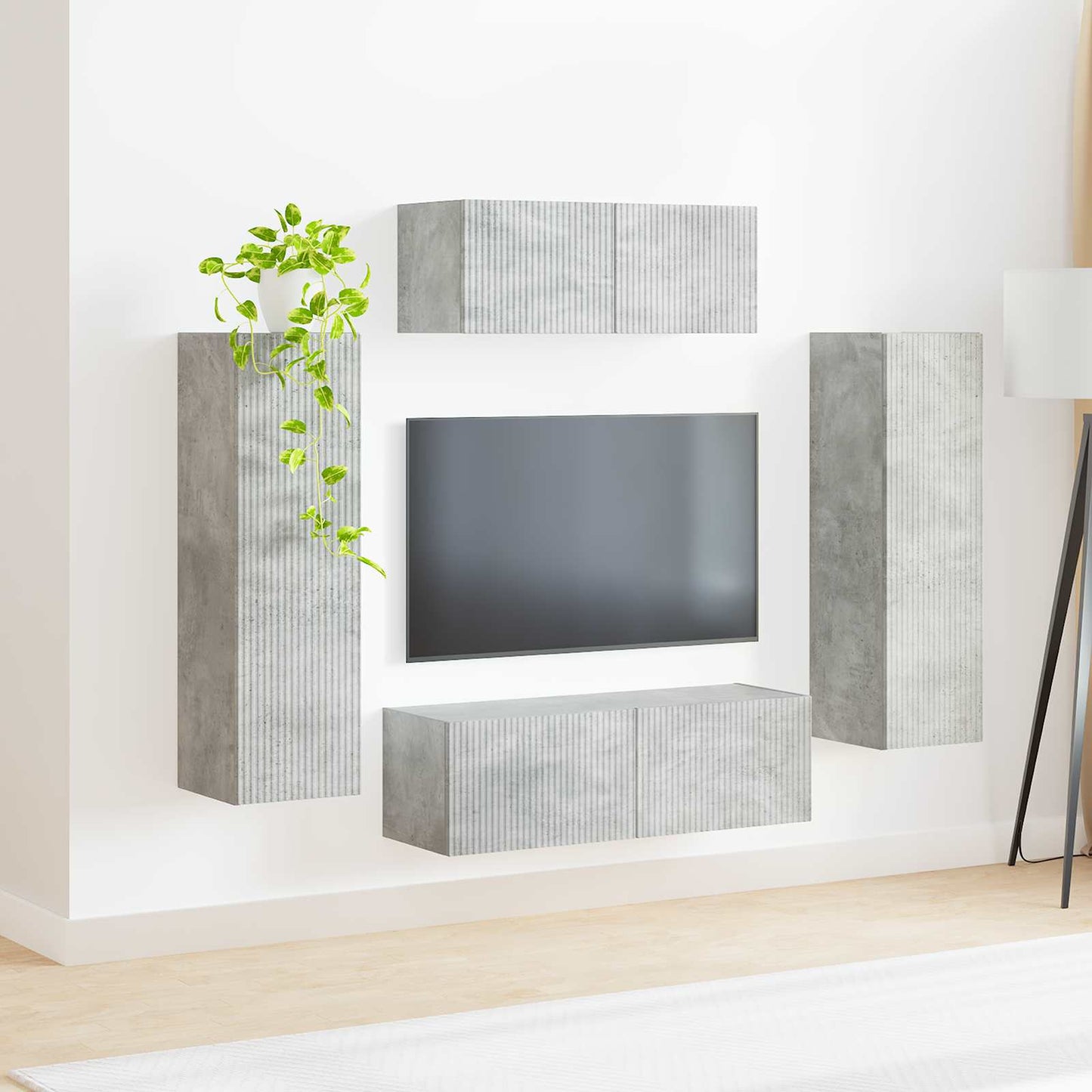 Conjunto De Mueble De Tv 3 Pcs Gris Concreto