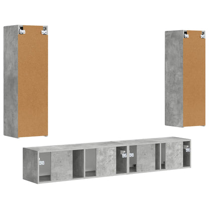 Conjunto De Mueble De Tv 3 Pcs Gris Concreto