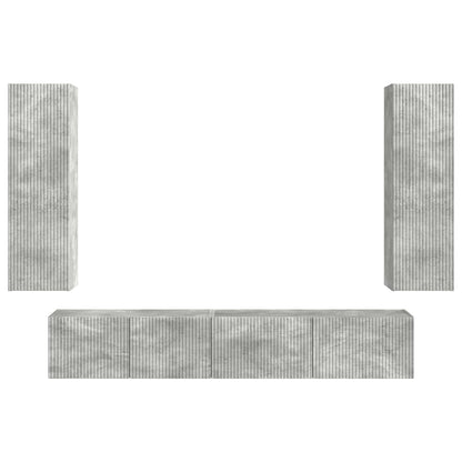 Conjunto De Mueble De Tv 3 Pcs Gris Concreto