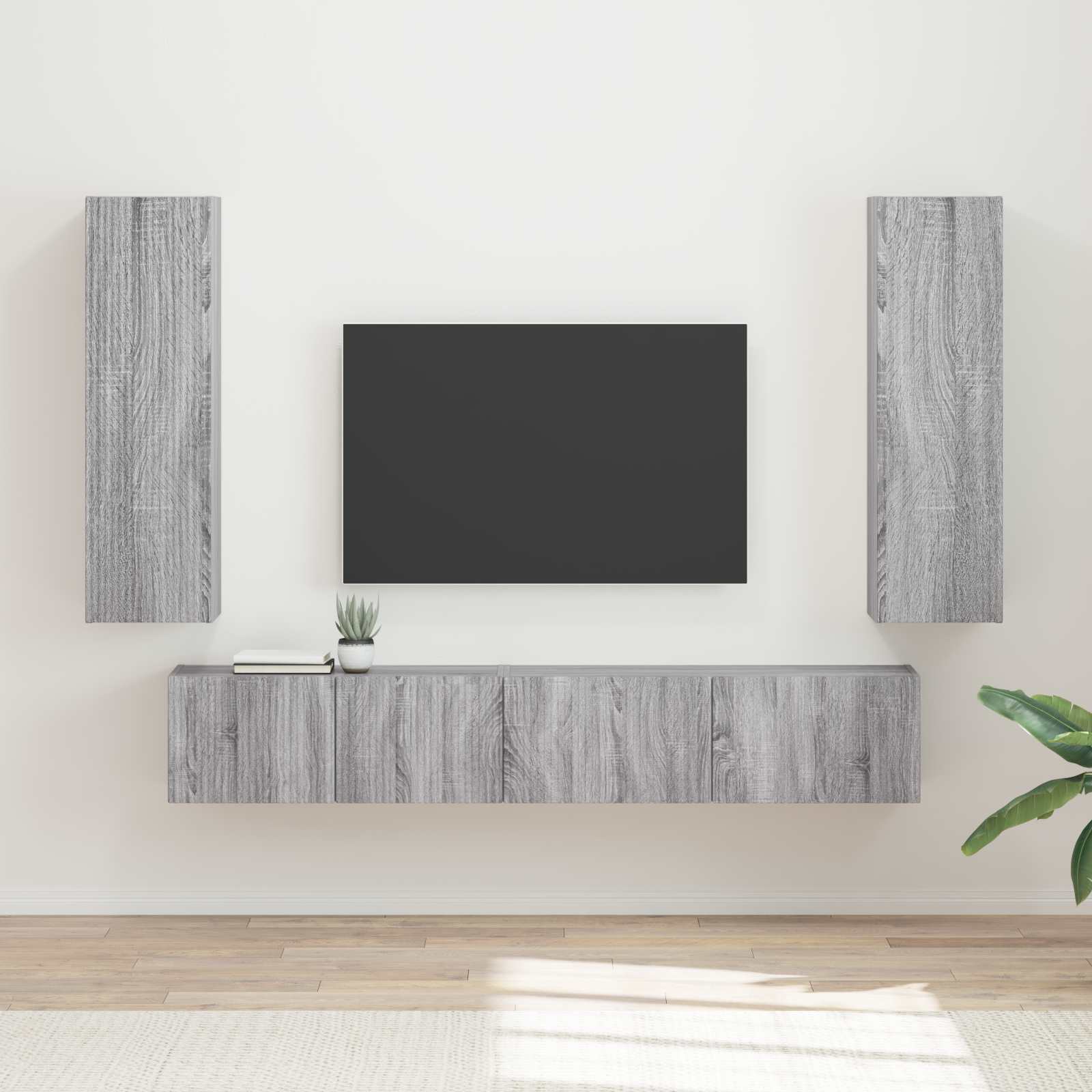 Conjunto De Mueble De Tv 3 Pcs Gris Concreto