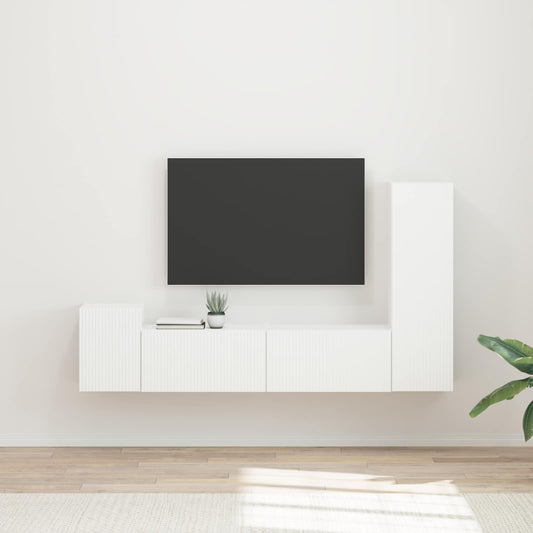 Conjunto De Mueble De Tv 4 Pcs Madera De Ingeniería