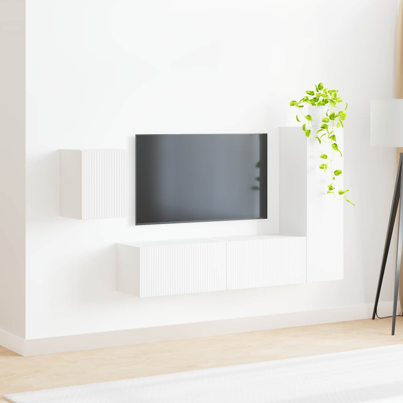 Conjunto De Mueble De Tv 4 Pcs Madera De Ingeniería