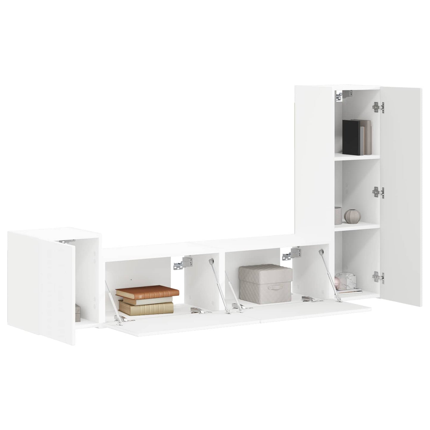 Conjunto De Mueble De Tv 4 Pcs Madera De Ingeniería