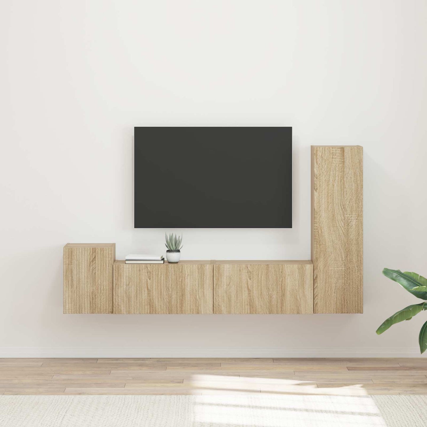 Conjunto De Mueble De Tv Montaje En La Pared 4 Pcs