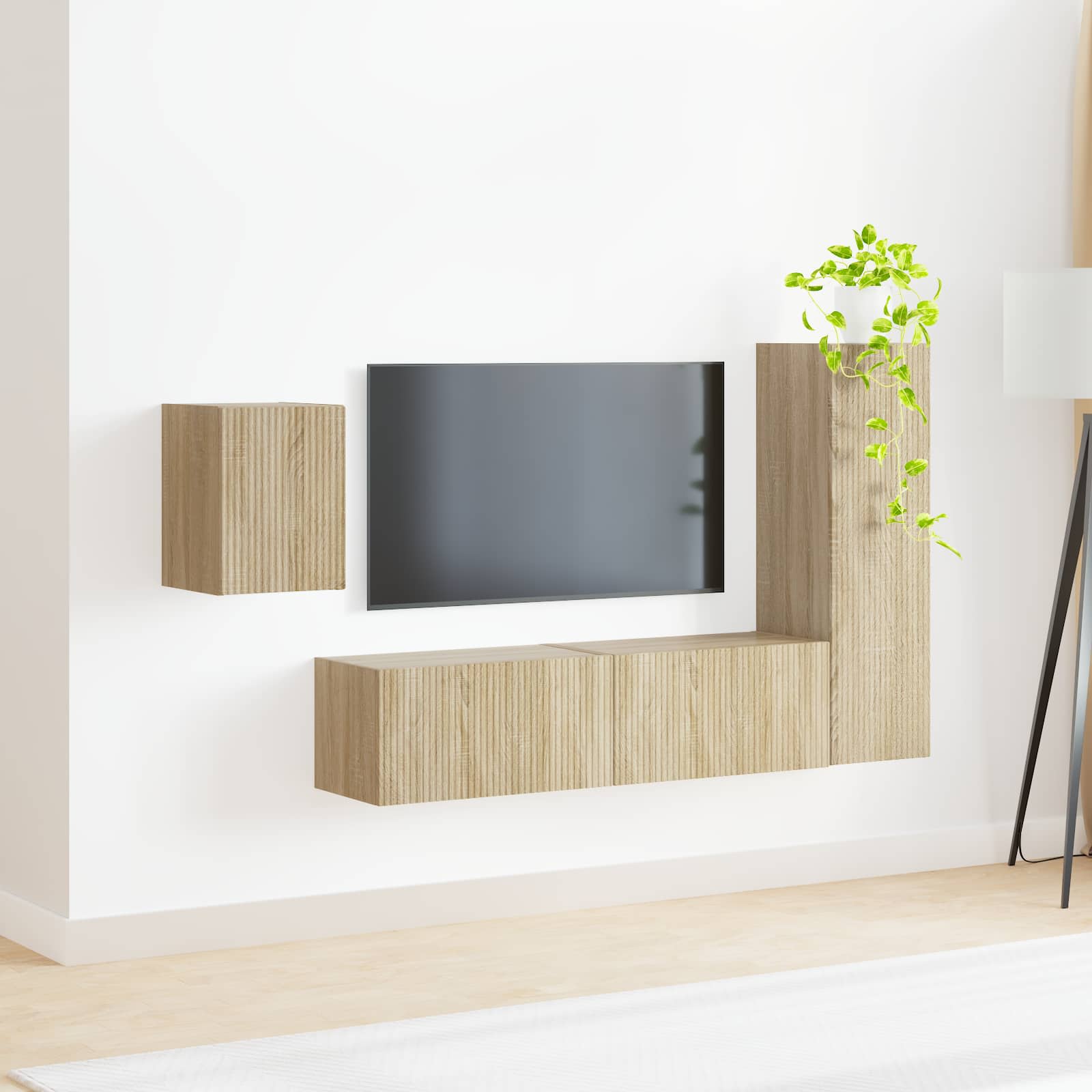 Conjunto De Mueble De Tv Montaje En La Pared 4 Pcs