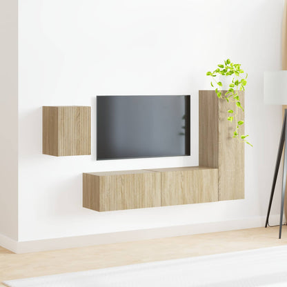 Conjunto De Mueble De Tv Montaje En La Pared 4 Pcs