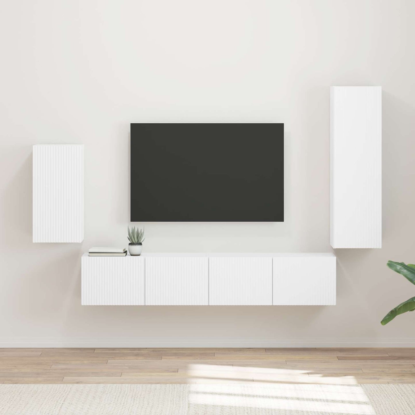 Conjunto De Mueble De Tv 4 Pcs Madera De Ingeniería