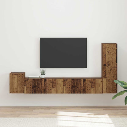 Conjunto De Mueble De Tv Montaje En La Pared 3 Pcs Madera Vieja