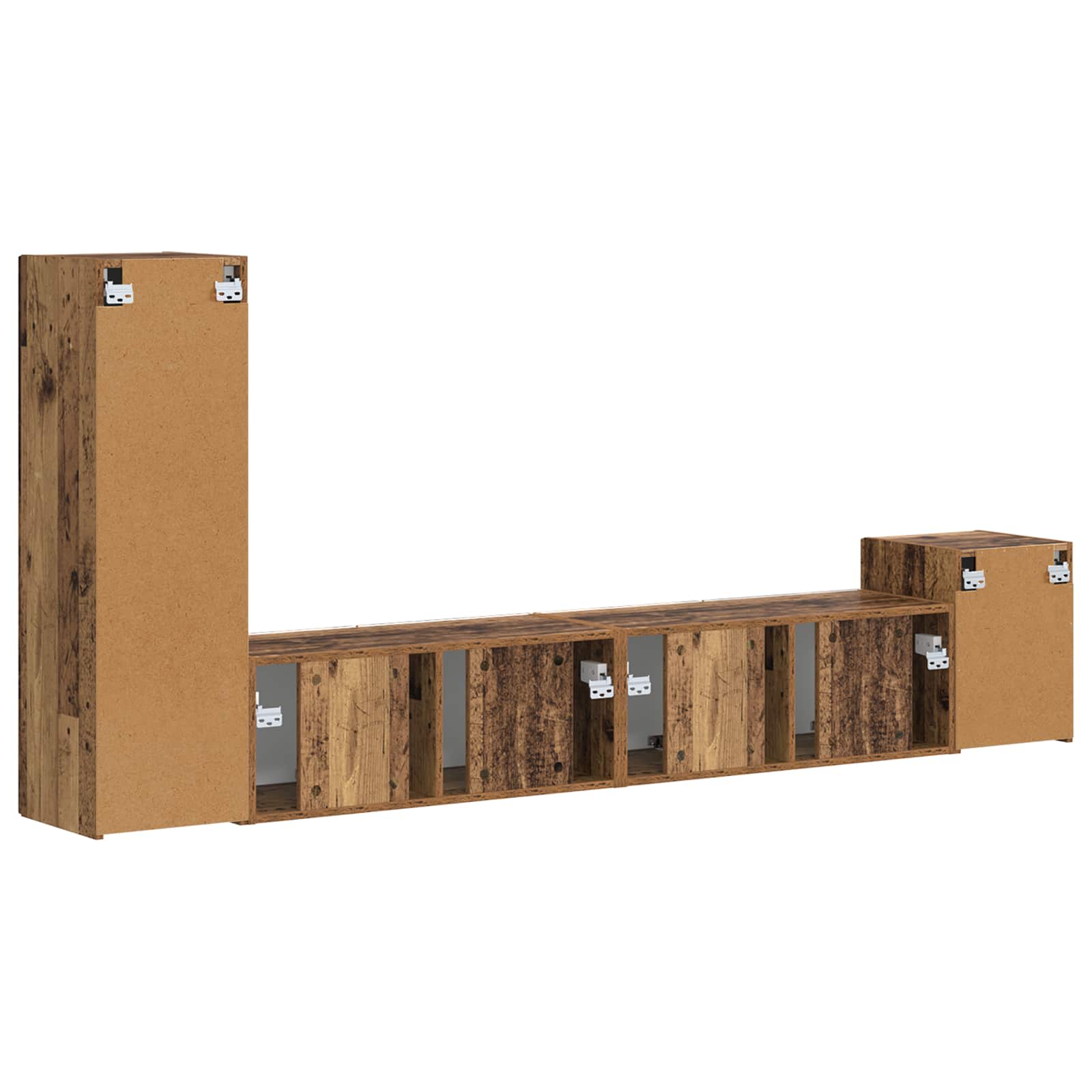 Conjunto De Mueble De Tv Montaje En La Pared 3 Pcs Madera Vieja
