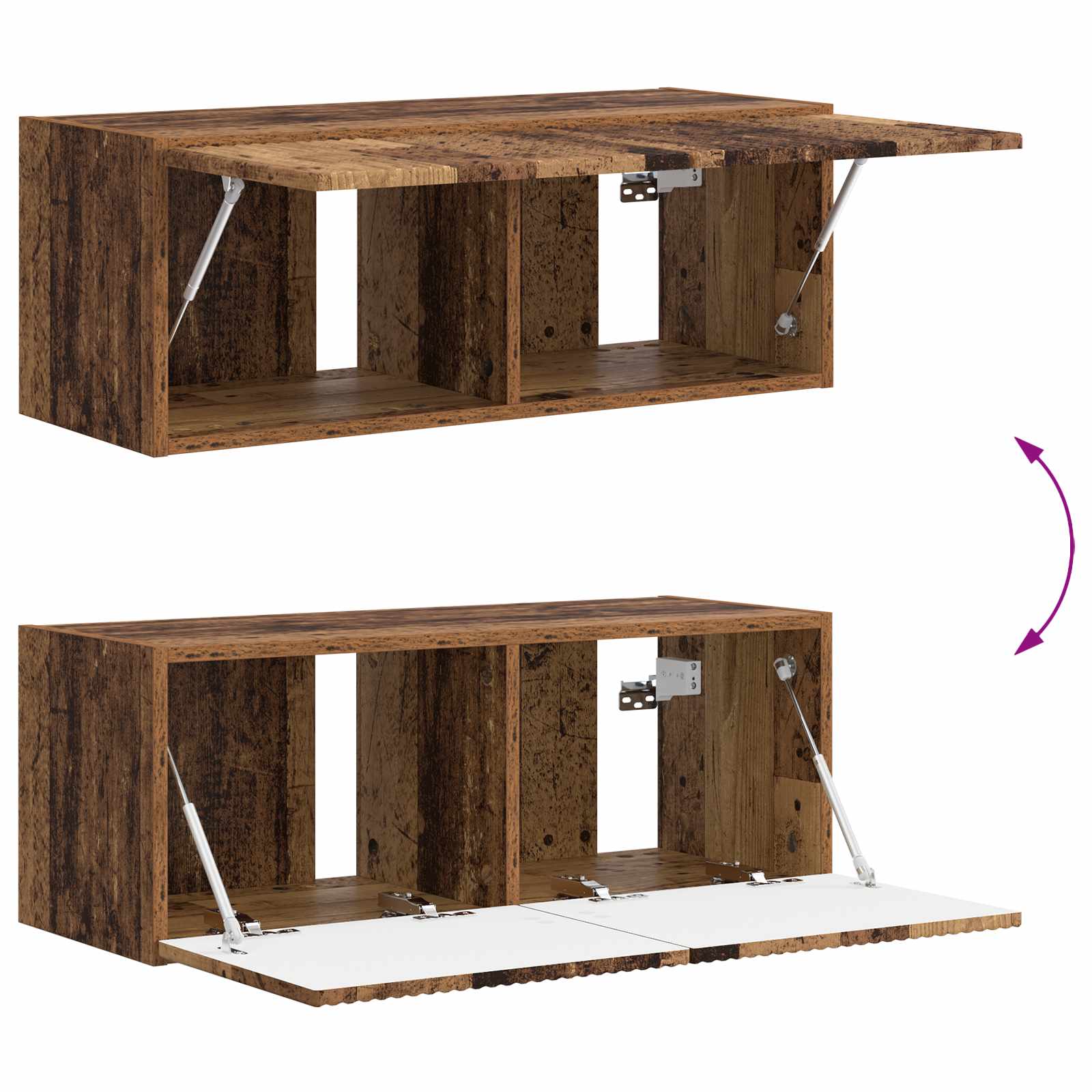 Conjunto De Mueble De Tv Montaje En La Pared 3 Pcs Madera Vieja