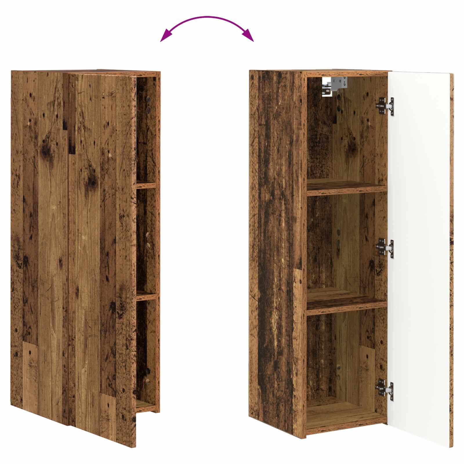 Conjunto De Mueble De Tv Montaje En La Pared 3 Pcs Madera Vieja