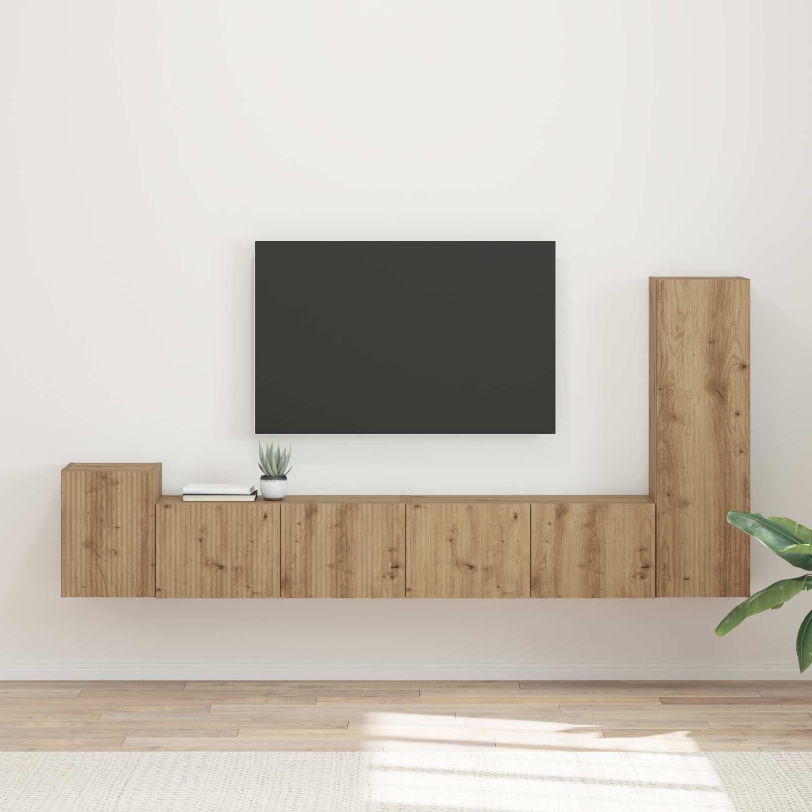 Conjunto De Mueble De Tv Montaje En La Pared 3 Pcs Madera Vieja