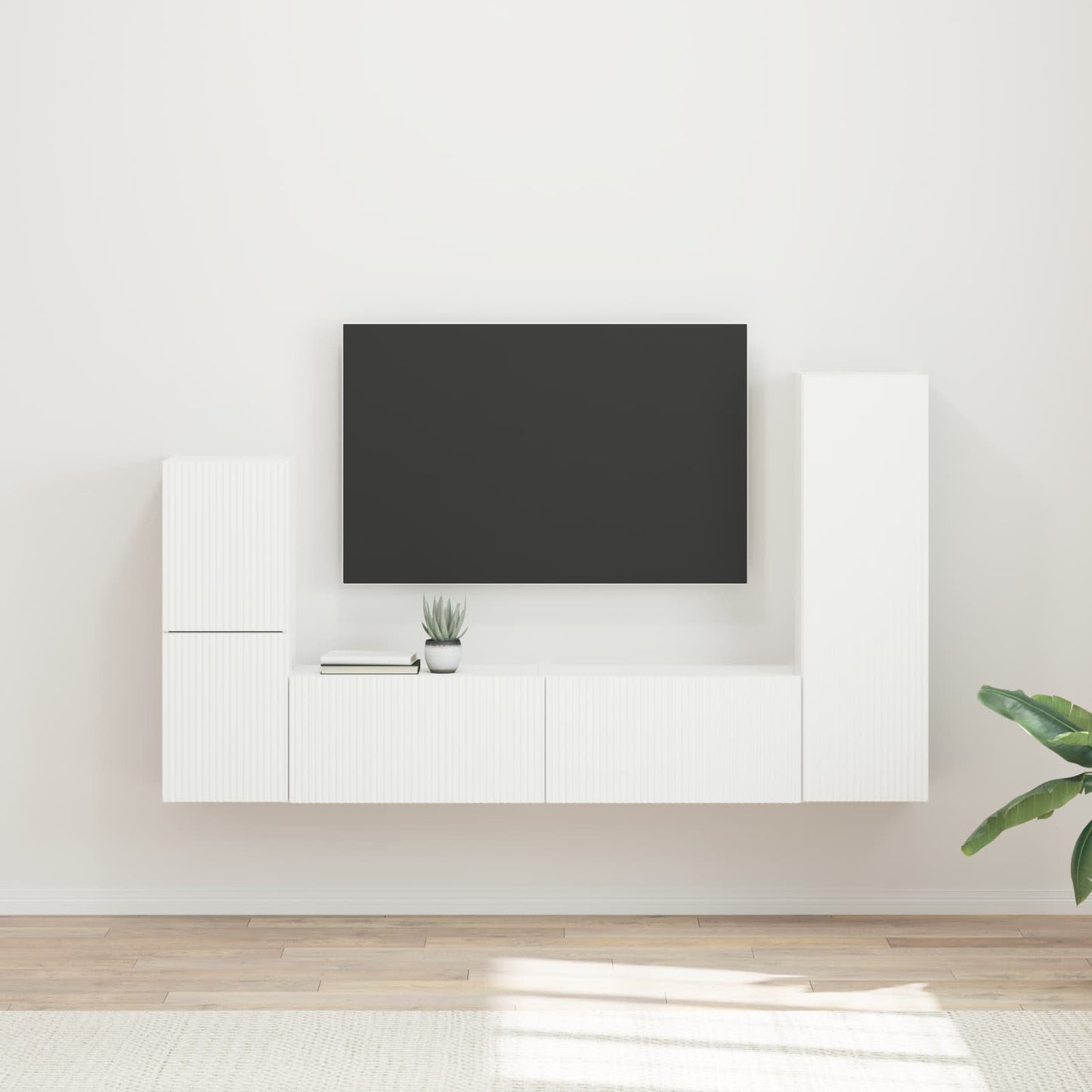 Conjunto De Mueble De Tv 4 Pcs Madera De Ingeniería