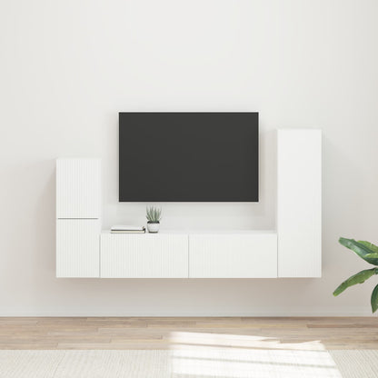 Conjunto De Mueble De Tv 4 Pcs Madera De Ingeniería