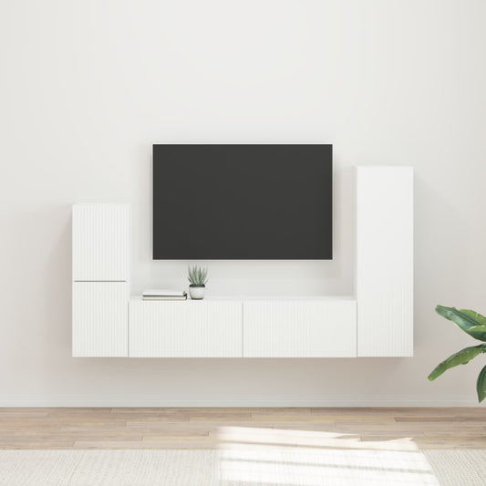 Conjunto De Mueble De Tv 4 Pcs Madera De Ingeniería