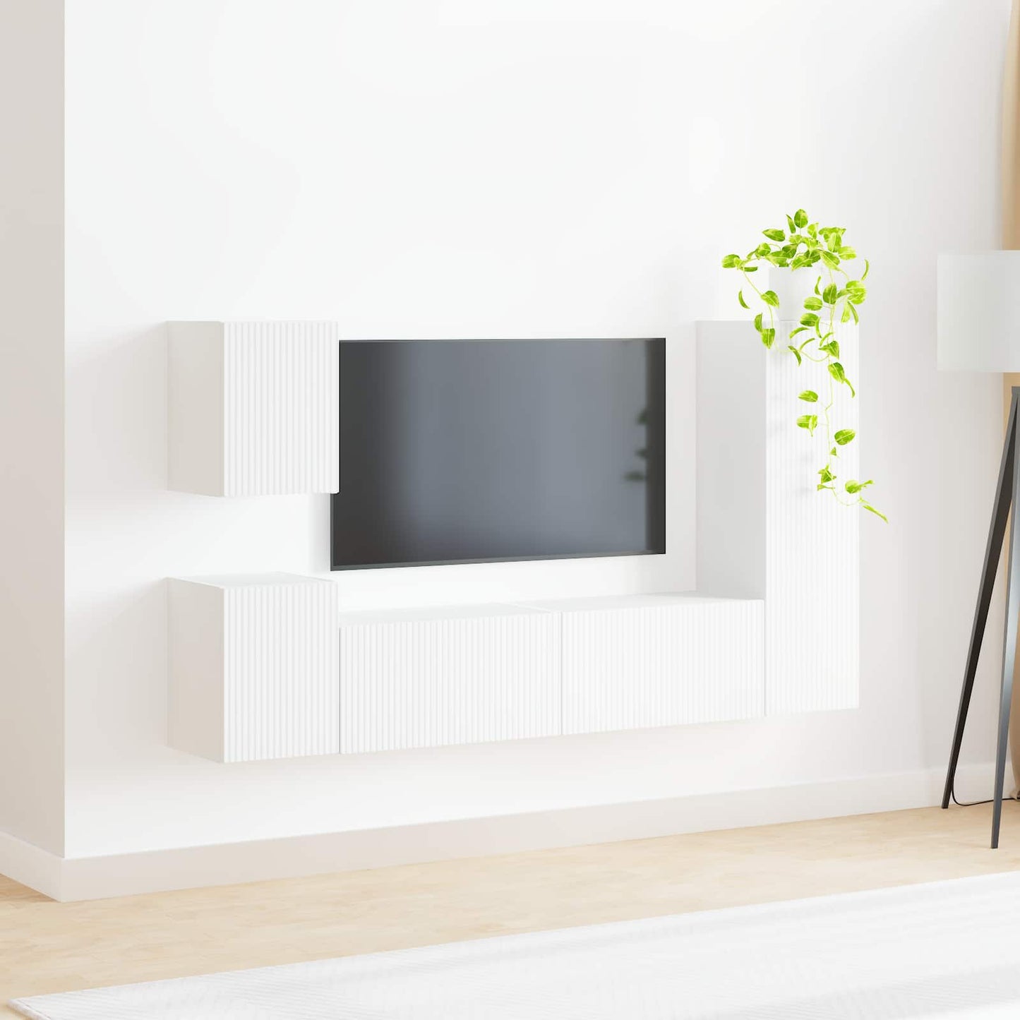 Conjunto De Mueble De Tv 4 Pcs Madera De Ingeniería