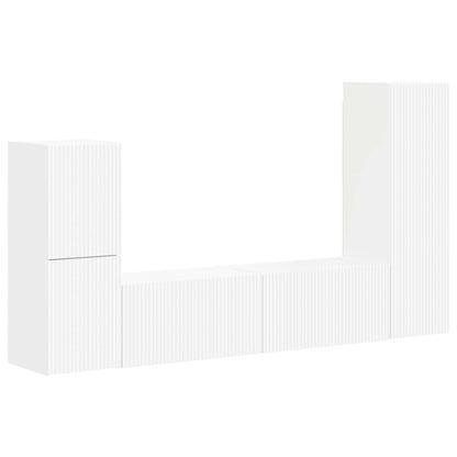 Conjunto De Mueble De Tv 4 Pcs Madera De Ingeniería
