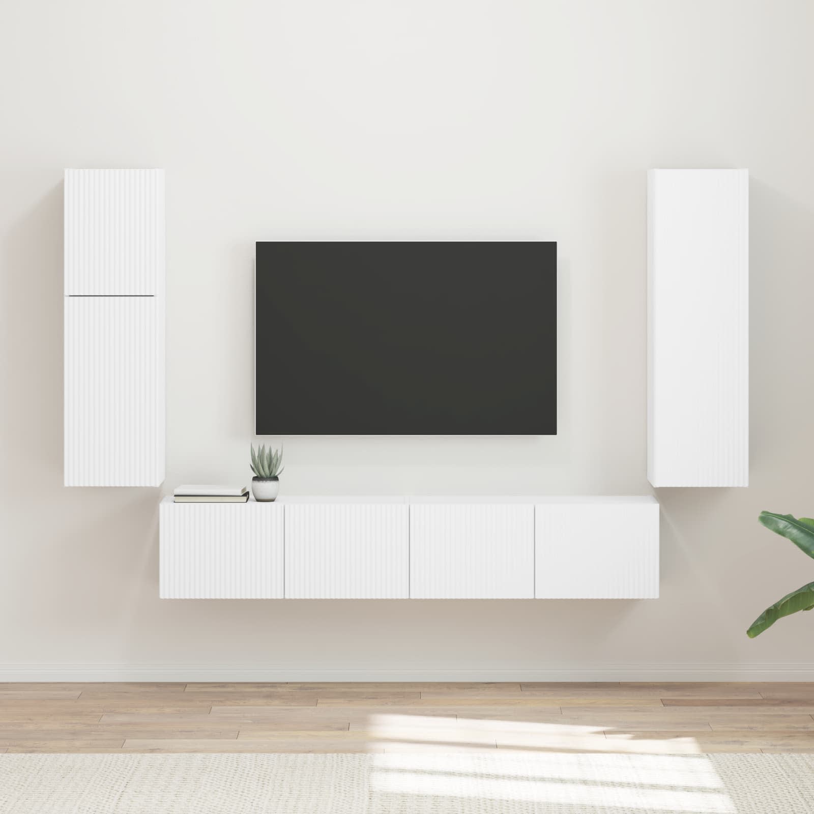 Conjunto De Mueble De Tv 4 Pcs Madera De Ingeniería