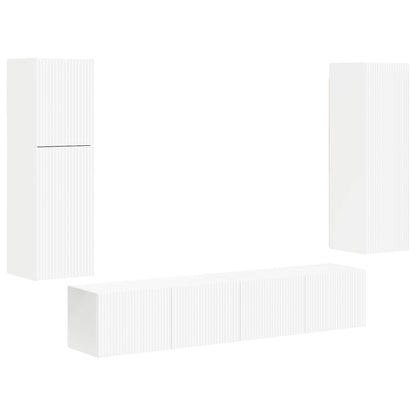 Conjunto De Mueble De Tv 4 Pcs Madera De Ingeniería