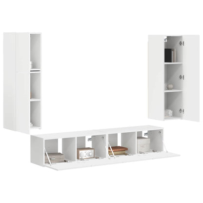 Conjunto De Mueble De Tv 4 Pcs Madera De Ingeniería