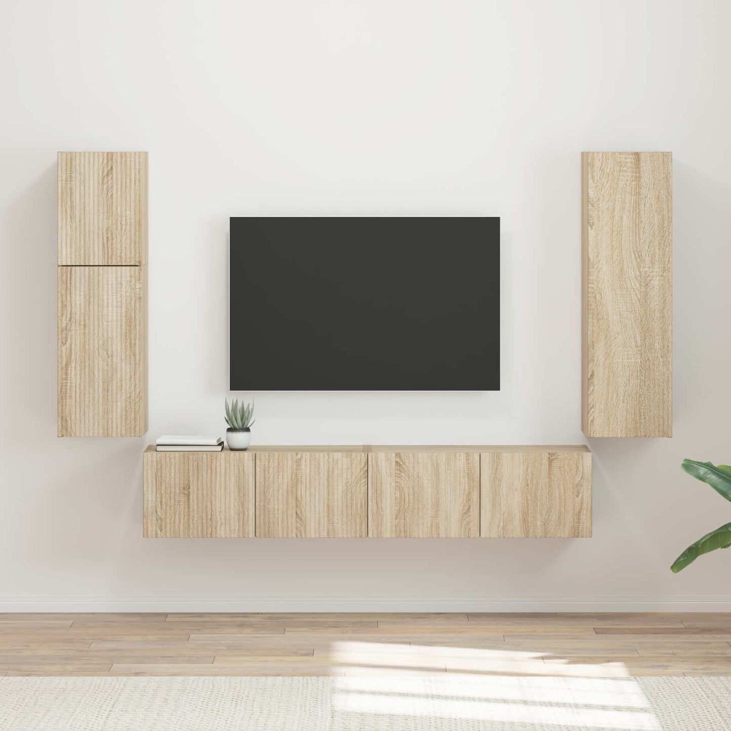 Conjunto De Mueble De Tv 4 Pcs Roble Artesanal