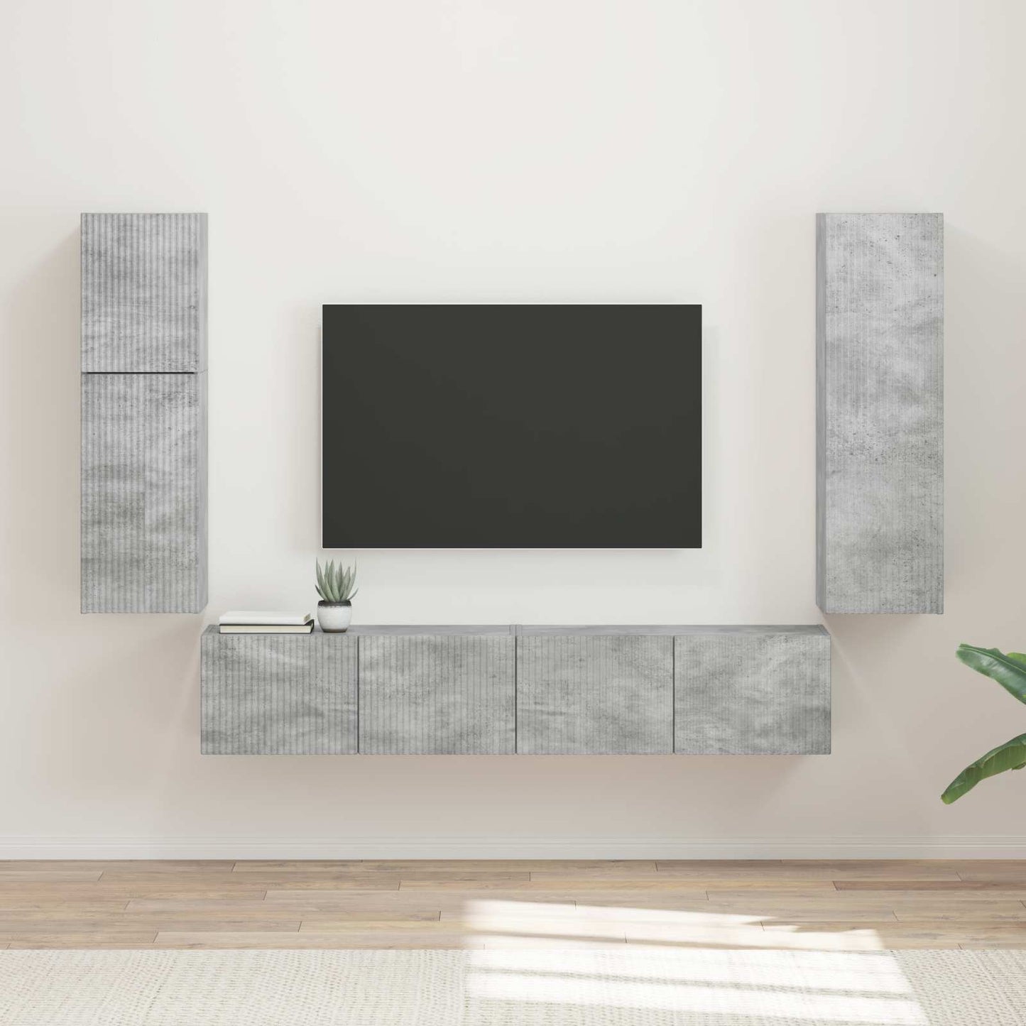Conjunto De Mueble De Tv 4 Pcs Roble Artesanal