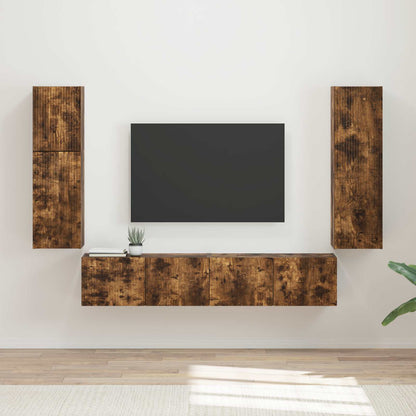 Conjunto De Mueble De Tv 4 Pcs Roble Artesanal