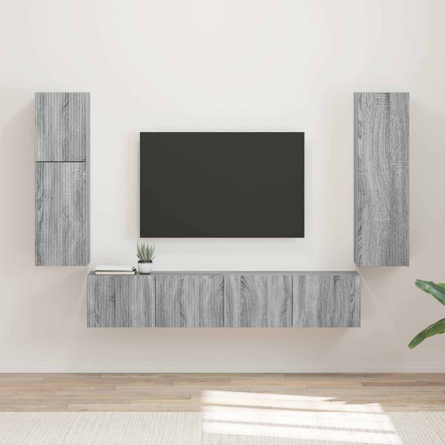 Conjunto De Mueble De Tv 4 Pcs Roble Artesanal
