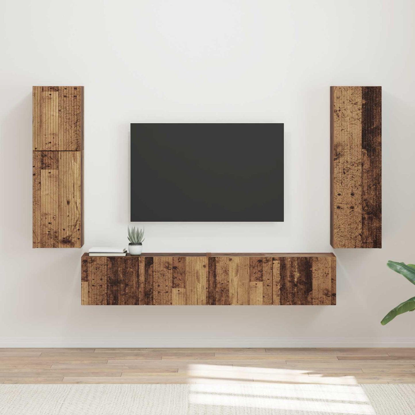 Conjunto De Mueble De Tv 4 Pcs Roble Artesanal